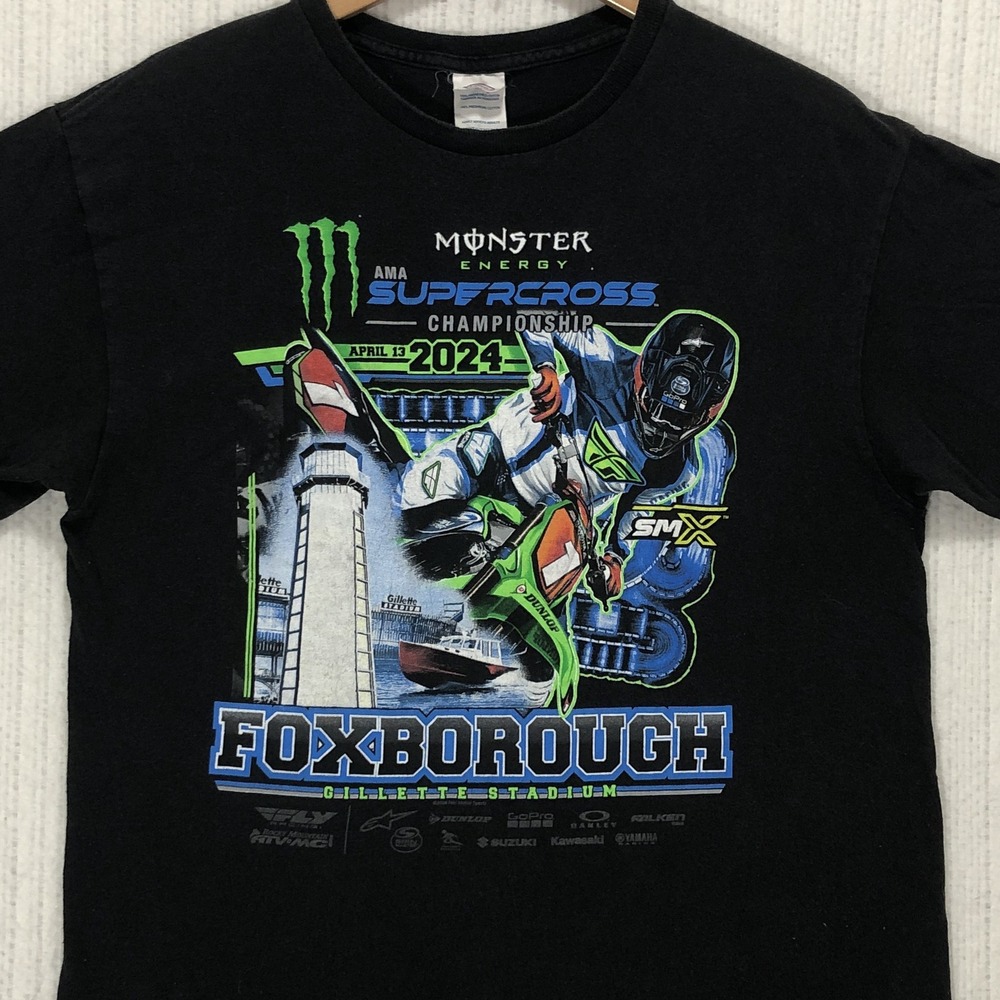 Monster Energy AMA Supercross 2024 Foxborough Gillette Stadium Shirt Large Black